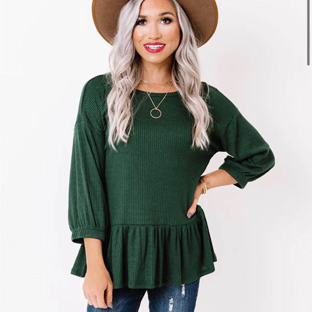 Shop Impressions Size Medium Emerald Green Babydoll Top